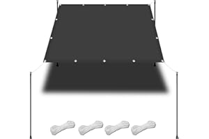 WGLF SUN Sunscreen Awning Canopy 2.2 x 5.5 m(7.2 x 18ft) Waterproof Patio Sail Pergola with Free Rope UV Block Weather-Resistant with Grommets Pes Shade Cloth for Pool Terrace Greenhouse, Dark Grey