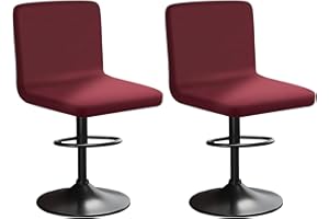 HuaLiSiJi Coprisedia da Bar con Schienale Coprisgabello in Velluto Elasticizzato, Tessuto di Lusso, Antirughe, Lavabile e Antipolvere per Cucina, Ristorante e Altre Occasioni (2, Bordeaux)