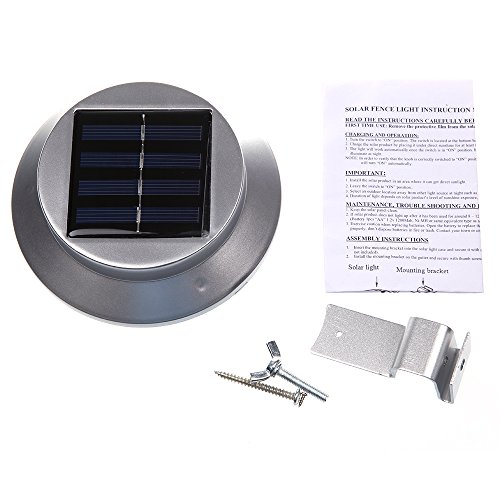 Minidiva Solar Zaun Licht mit 3 LEDs – Garten Solarleuchte für Haus, Zaun, Garten, Garage und Gehweg Beleuchtung 1.2V/1200mAh AA Ni-MH(Weiß) - 8