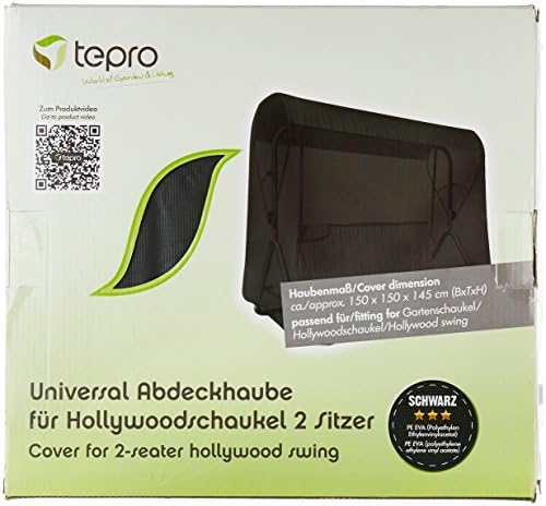 Tepro universal garden swing cover, 2 seater, black, 150 cm x 150 cm x 145 cm, 8122.
