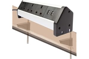 CURUK Desktop Power Socket Extension with 2 USB 3 UK Plug and 2 Mount Clamp for Office School