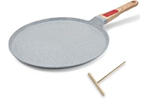 RANX INGST Poêle à Crêpes en Céramique 30 cm - Crêpière avec Poignée Amovible - Tous Feux dont Induction - Bleu
