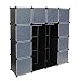 Produktbild ts-ideen Kleiderschrank Garderoben Flur Schrank Badschrank Wäscheschrank Schwarz Weiß Hoch Regal 150 x 150 cm