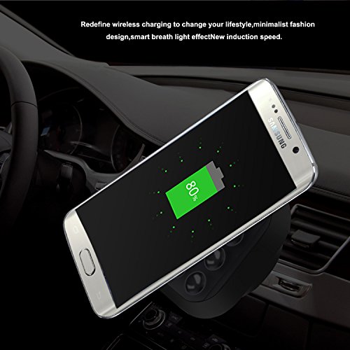Car Wireless Charger, ZXK CO 2 in 1 Drahtlose KFZ Ladegerät induktive Ladestation und 360°drehbar Auto Handy-Halterung für die Windschutzscheibe und praktischem KFZ Smartphone Qi Ladegerät Kompatibel mit Samsung Galaxy S7/S7 edge/S6 edge+/S6 edge/S6 /Note5, Google Nexus 7/6/5/4, Nokia Lumina, HTC, SONY Xperia, LG und andere Qi-fähige Geräte - 4