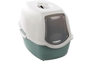 Flamingo Maison de Toilette Lexie Vert - Bac à Litière Fermé - 39x56x39,4 CM - Nettoyage Facile - Filtre Qui réduit Les Mauvaises odeurs - Couvercle Amovible