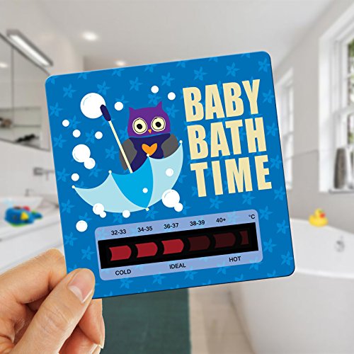 Owl Baby Bath Thermometer Card With New Moving Line Technology - Ensure baby's bath is not too hot or uncomfortably cold. Blue Fiz