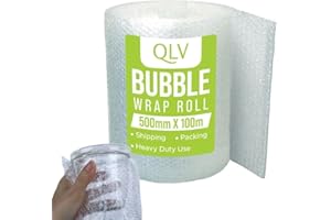 QLV Heavy-Duty Bubble Wrap Roll 500mm x 100m - Small Air Bubbles Protective Packing Bubble Wrap - Strong and Durable Air Bubble Packaging for House Moving, Shipping, Mailing and Packing Storage Boxes