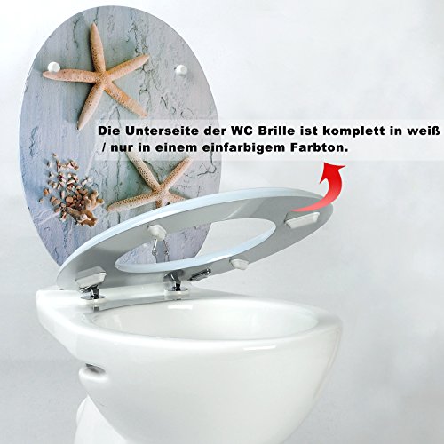 WOLTU #2 Premium WC-Sitz Toilettensitz mit Absenkautomatik, MDF Holzkern, Softclose Scharnier, Antibakteriell, Desgin Décor (WS2558 Pink Blume) - 6