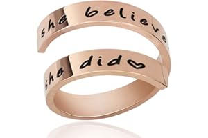 Kucheed Anelli Regolabili, Gioielli Ispirati All'anello Sono Abbastanza Inciso,Anello di Torsione a Spirale in Acciaio Inossidabile,Regali di Laurea di Compleanno per Donne Uomini