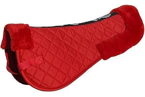 Rhinegold Cotton Horse Riding Saddle Pad - Luxury Equestrian Cotton Pad Saddle with Faux Fur, Trimmed Edges & Girth Replacement Straps. Horse Equipment - Numnahs for Horses & Ponies