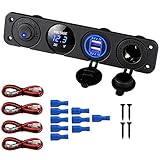 Breite Kompatibilität - Dual USB Buchse + Voltmeter + 12V Steckdose + Kippschalter. Passt für DC 12-24V Auto, Boot, Marine, ATV, RV etc.