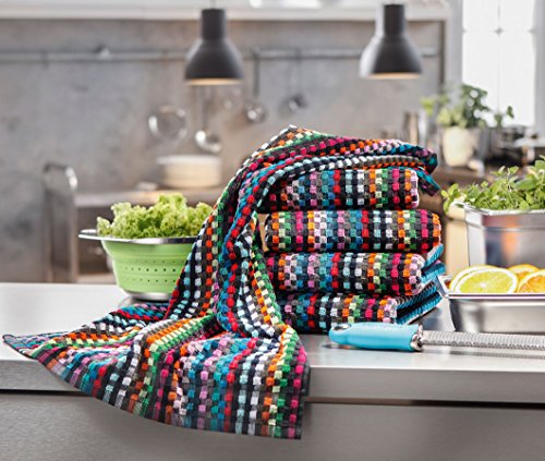 ZOLLNER® 5er-Set Küchenhandtuch / Geschirrtücher / Trockentücher / Handtuch für Küche bunt sortiert 45×90 cm aus 100% Baumwolle, vom Hotelwäschespezialisten, Serie „75103“ - 5
