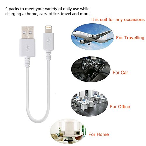iPhone Charger Lightning Cable [4 Pack], EReach 11â€™â€™ Short Lightning to USB Sync and Charging Cable/Cord for iPhone 7 plus/7/6s plus/6s/6 plus/6/5s/5c/5, iPad Mini, iPad Air, iPod/iPod Touch (White)