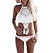 Produktbild Ba Zha Hei Elegan Damen Bohemian Handmade gestrickte Split Badeanzug Bikini Badeanzug Strand mit Fransen Badeanzug mädchen bikini Neu Fashion Neckholder mit Bauchweg-Effekt Schwimmanzug (Weiß, S)