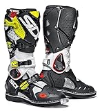 Talón con forma anatómica Sidi Sidi Crossfire 2 Botas para Motocicleta, Blanco/Negro/Amarillo Fluo, 41