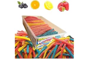 MUNDIDOLÇ Bâtons de Sucre. 200 Unités de 4 Saveurs Différentes. Bonbons et Sucreries. Bonbons d'Anniversaire et d'Halloween. Halloween Jelly Beans (Acides)