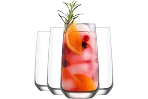 6x Lal 480ml Vasos Altos - Alta Whisky Soda Vidrio Agua Ginebra Jugo Cóctel Juego de Vasos de Cristalería para Beber - by LAV
