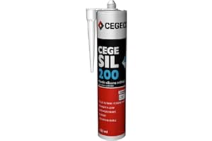 CEGECOL - Mastic silicone acétique - CEGE SIL 200 blanc - Pour joints en local sanitaire - Résistant aux moisissures - Finition lisse - 300 ml