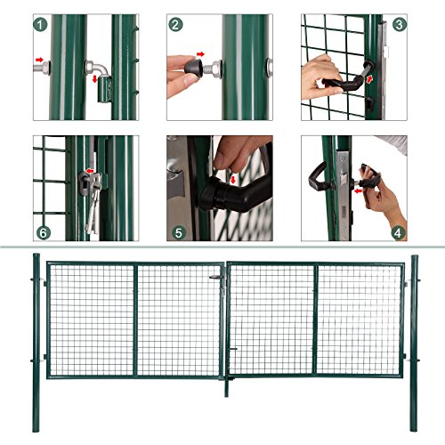Songmics Doppeltor Gartentür Gartentor Inkl. Schloss und 3 Schlüssel 100 x 320 cm GGD300G - 5