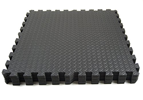 Good Times Schutzmatten Set, 6 EVA wasserdichte Puzzlematten, Bodenschutzmatten, Unterlegmatten, Fitnessmatten, Trainingsmatte, Bodenauflagen, mit Abschlussleisten, für Bodenschutz, Büro, Sport, Fitnessraum, Yoga, Judo, Keller, Matten Schutz vor Dellen, Kälte, Flüssigkeit, 62cm x 62cm x 1cm - 6