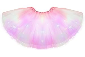 OAAO 1 Piece Neon Ballet Skirt, Pink Glitter Tiered Tutu, Tutu, Light up Dance Skirt, Ballet Costumes for Kids