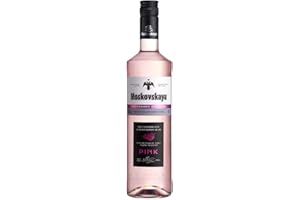 Moskovskaya Pink Vodka - Botella de vidrio de 70cl - 38% Vol. - Sabor a frambuesa y lima - Licor destilado con ingredientes naturales - Ideal para cócteles, chupitos o con hielo - Fabricado en EU