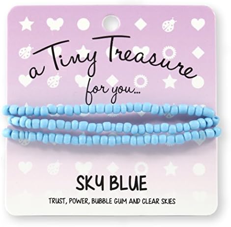 Howlite Style Sky Blue Tiny Coloured Tiny Treasure Gift Birthstone Bracelet Trust, Power Bubblegum and Clear Skies