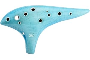 AWEF ‚Ocean Notes‘ Okarina, 12 Löcher, elegante Form, getöpfert, C-Okarina Cyan Ice Crack