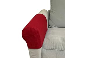 Skybook Armrest Chair Covers with 1 pocket Stretch Armchair Couch Arm Rest Cover Anti-Slip Spandex Polyester Sofa Chair Arm Caps Slipcovers for Furniture Protector Set of 2 (Wine Red)