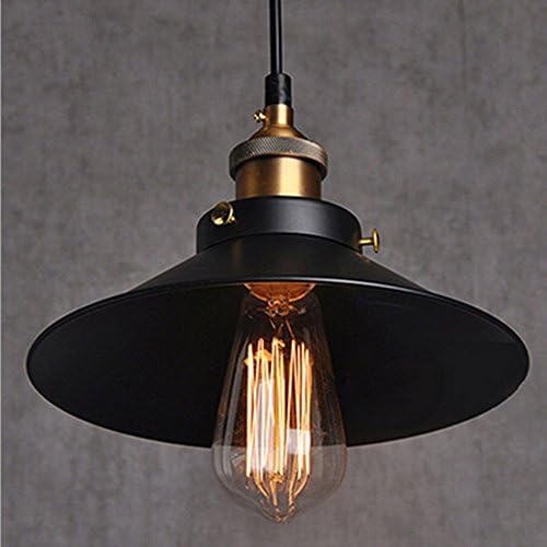 GRACIAS HOME Vintage Pendant Light Kit, Antique Industrial Ceiling Loft Lamp Black Metal Lamp Shade, Hanging Retro Chandelier, E27 Lamp Holder Ceramic Bulb Base, Edison Lamp