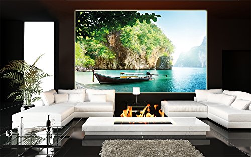 Poster Fischer-Boot in tropischer Bucht Wandbild Dekoration Urlaub Reisen Strand Paradies Bay Natur Insel Meer Travel Beach | Wandposter Fotoposter Wanddeko Wandgestaltung by GREAT ART (140 x 100 cm) - 4