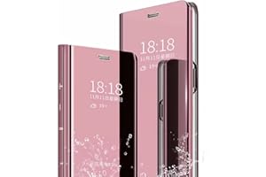 TingYR Funda para Xiaomi 12 Lite Carcasa, Espejo Funda Flip Inteligente Mirror Caso, Soporte Plegable, Case Cover Funda para Xiaomi 12 Lite.(Oro Rosa)
