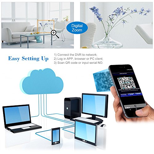 KKMOON 16CH Kanal Voll 960H/D1 800TVL CCTV ¨¹berwachung DVR HDMI P2P Onvif Digital Video Recorder + 4 * Indoor Dome-Kamera + 4 * Outdoor Wetterfest Bullet-Kamera + 8 * 60ft Kabel unterst¨¹tzt IR-CUT¡­ - 6