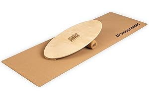 ‎BOARDERKING BoarderKING Indoorboard All-Rounder - Balance Board für Indoor-Surfen und Skaten, Gleichgewichtsboard für NeuroMuscular Response Training, inkl. Schutzmatte, 100 mm x 33 cm (∅ x L)