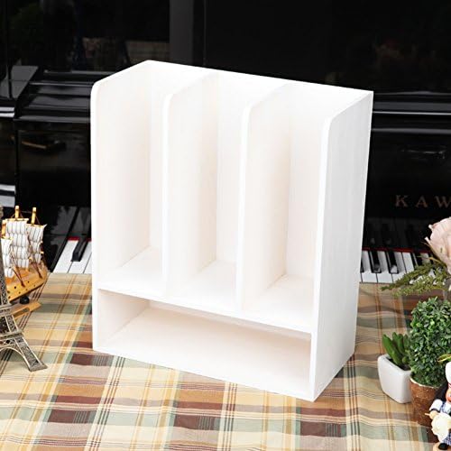 Wood desktop storage, Desk storage rack Solid wood magazine rack Storage document organizer Simple Living room For home and office-White 30x14.5x34cm(12x6x13inch)