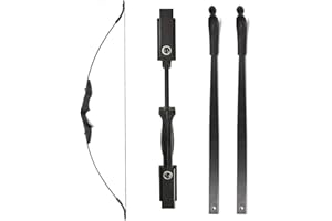 Huntingdoor 57" Takedown Recurve Bow Double Arrow Rest Design,Black Longbow for Right Hand & Left Hand Archer,Archery Hunting Bow for Beginner Training Shooting Target Practice