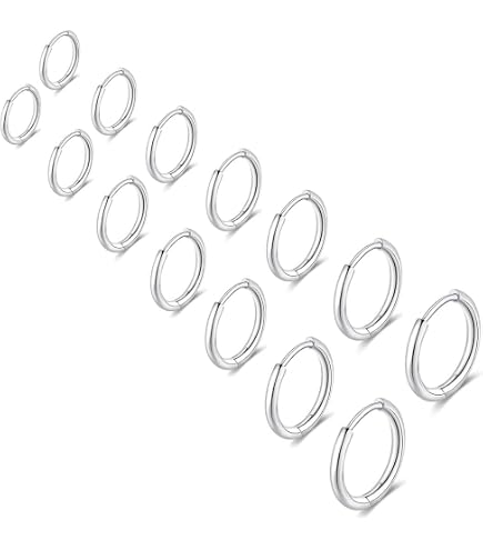 4 Paia Orecchini A Cerchio In Acciaio 316L – 8-14 Mm, Unisex, Ipoallergenici, Per Cartilagine