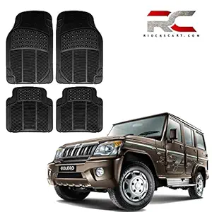 Riderscart (4 Pcs) Full Set Ridged Heavy Duty Anti- Slip Car Rubber Floor/Foot Mat for Mahindra Bolero (Non Slip, Black) with Warranty