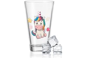 GRAVURZEILE Leonardo Verre à eau avec impression UV – Design licorne – Cadeau amusant pour elle et lui