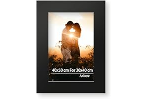 Anhow Passepartout 40x50 cm, Passepartout Nero per Formato Immagine 30x40 cm Passe-partout Cartoncino per Foto, Dipinti, Stampe Artistiche - Nero / 1,5 mm