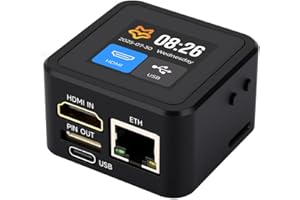 Waveshare Luck-Fox PicoKVM Lightweight IP KVM Remote Management Tool, with Case and 1.54inch Touch Display, Supports 1920x1080@60fps HDMI Video Input and HID Signal Output for Device Control