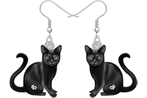 BONSNY Pendientes Colgantes de Acrílico Lindo Negro Gato Gatito Joyería Regalos para Mujeres Señoras Mascotas Amantes Decoraciones