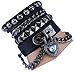 Stift Armband Punk Rock Multi Kreis Stift Kette Echtleder Creative Wickelarmband Farbe schwarz