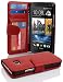 Produktbild HTC ONE M7 (1. Gen.) Hülle in ROT von Cadorabo - Handyhülle mit 3 Kartenfächer für HTC ONE M7 (1. Gen.) Case Cover Schutzhülle Etui Tasche Book Klapp Style in INFERNO ROT