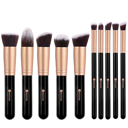 Makeup Brushes Makeup Brush Set BESTOPE Makeup Brushes 10PCs Makeup Brush Set Foundation Eyeliner Shadow Powder Brushes for Girls (Rose Gold)