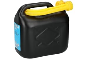Galvog® 5L Plastic Jerry Can with Spout - Emergency Backup for Vehicles (Black)