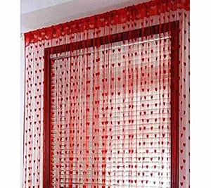 New panipat Textile Zone Tissue, Polyester Rod Pocket Window & Door Curtain Single Curtain?3.5 x 6 Feet Color-red