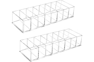 QINERSAW 2er Set Abnehmbar Kosmetik Organizer Schublade 8 Fächern Make up Aufbewahrungsboxen Beauty Schmink Aufbewahrung Lagerung Transparent Box für Waschtisch Badezimmer