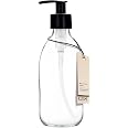 Distributeur De Savon En Verre Blanc Mat 500 Ml - Pompe Inox, Rechargeable, Sans BPA