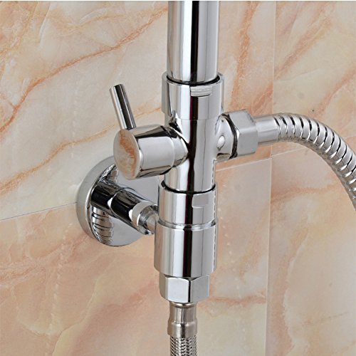 Hltd 3-Wege-Dusche Arm Umsteller Ventil, 1/2 Zoll IPS massivem Messing Duschsystem Ersatzteil für Thermostat-Handbrause und Feste Sprühkopfdichtung, Chrom poliert - 7